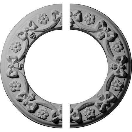 Ekena Millwork Ribbon with Bow Ceiling Medallion, 12 1/4"OD x 7 1/2"ID x 7/8"P CM12RI2